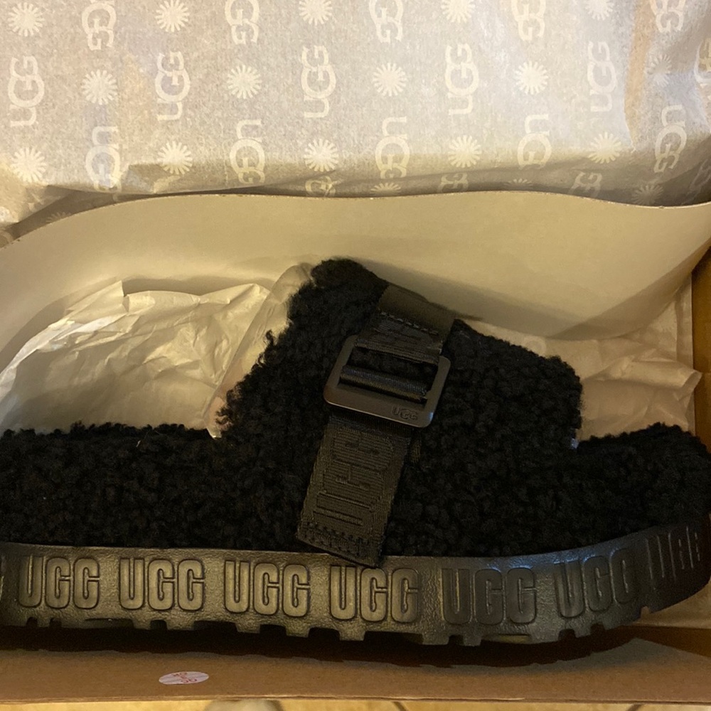 UGG Fluffita Buckle Fur Platform Slide